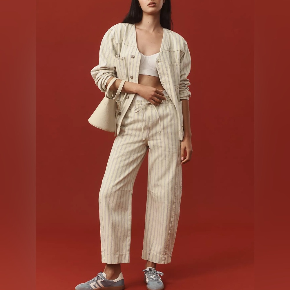 Striped Cream Women's Relaxed Jeans